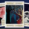 Tre tavole della Divina Commedia a fumetti di Emilio Guazzone: la selva oscura, Paolo e Francesca e la nave di Ulisse